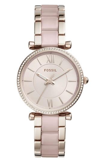 Women's Fossil Carlie Crystal Accent T-bar Bracelet Watch, 35mm