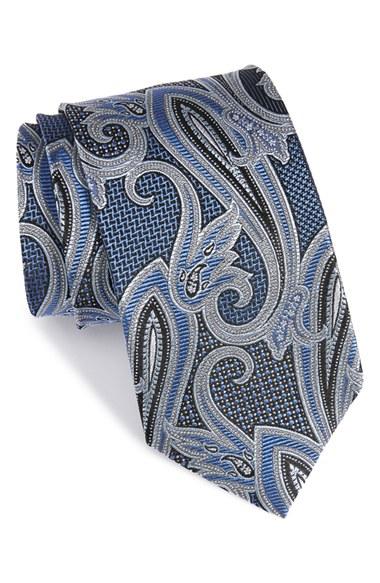 Men's Nordstrom Men's Shop Paisley Silk Tie, Size X-long - Blue