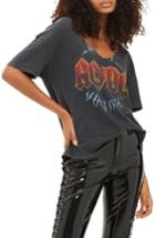 Women's Topshop Ac/dc Relaxed V-neck Tee Us (fits Like 0) - Black