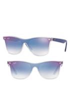 Women's Ray-ban Blaze 141mm Wayfarer Shield Sunglasses - Purple/ Blue Gradient Mirror