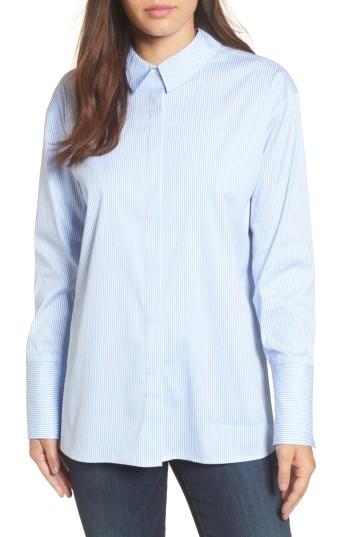 Petite Women's Halogen Back Bow Poplin Shirt, Size P - White