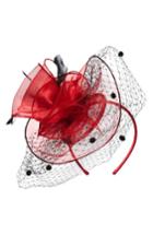 Women's Nordstrom Dot & Feather Fascinator Headband - Red