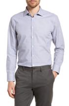 Men's Nordstrom Men's Shop Extra Trim Fit Non-iron Check Dress Shirt 32/33 - Blue
