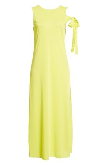 Women's Topshop Boutique Asymmetrical Tie Sleeve Midi Dress Us (fits Like 0) - Yellow