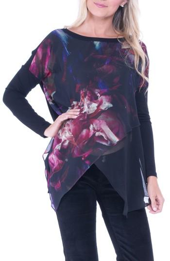 Women's Olian Bernadette Print Chiffon Layered Maternity Top - Blue