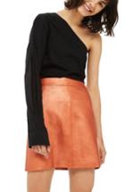 Women's Topshop Faux Leather Skirt Us (fits Like 0-2) - Metallic