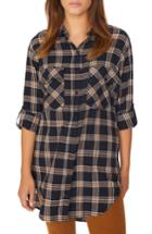 Women's Sanctuary Main Street Boyfriend Plaid Stretch Cotton Tunic - Black