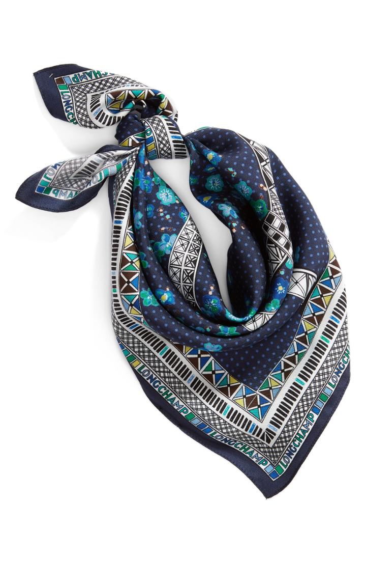 Women's Longchamp Tour Eiffel Silk Scarf, Size - Blue