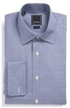 Men's David Donahue Trim Fit Plaid Dress Shirt 32/33 - Blue