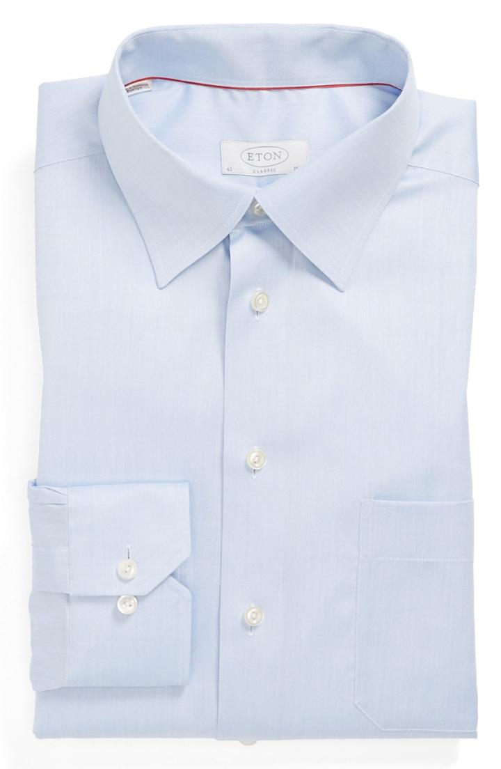 Men's Eton Classic Fit Twill Dress Shirt .5 - Blue