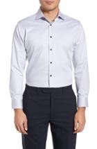 Men's Nordstrom Men's Shop Trim Fit Non-iron Herringbone Dress Shirt 34/35 - Grey