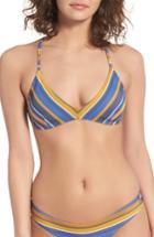 Women's Rvca Stripe Triangle Bikini Top - Blue