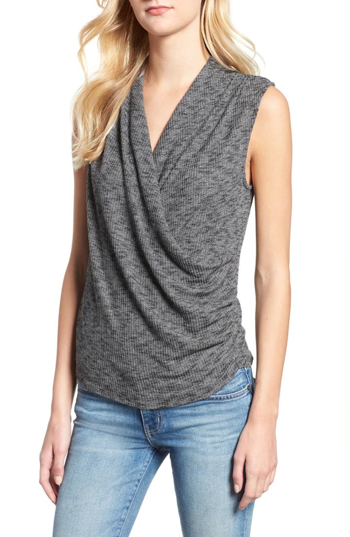 Petite Women's Everleigh Surplus Knit Sleeveless Top P - Black