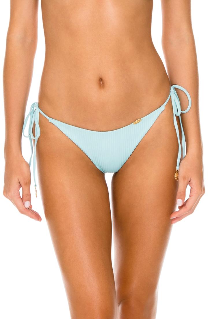 Women's Luli Fama Ribbed Brazilian Side Tie Bikini Bottoms - Blue