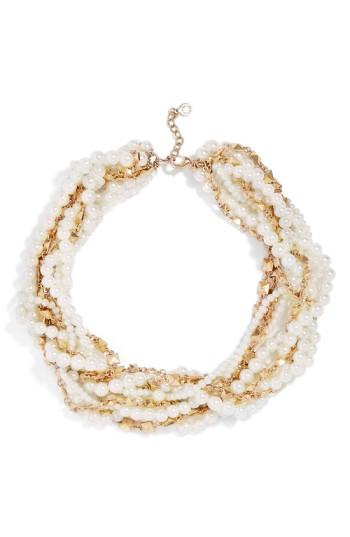 Women's Baublebar Maxine Faux Pearl & Chain Collar Necklace
