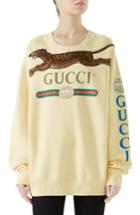 Women's Gucci Leopard Detail Logo Sweatshirt - Yellow