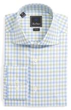 Men's David Donahue Trim Fit Check Dress Shirt 34/35 - Green