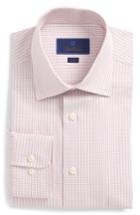 Men's David Donahue Trim Fit Check Dress Shirt - 32/33 - Orange