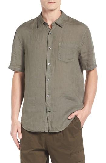 Men's Vince Trim Fit Linen Sport Shirt, Size - Green