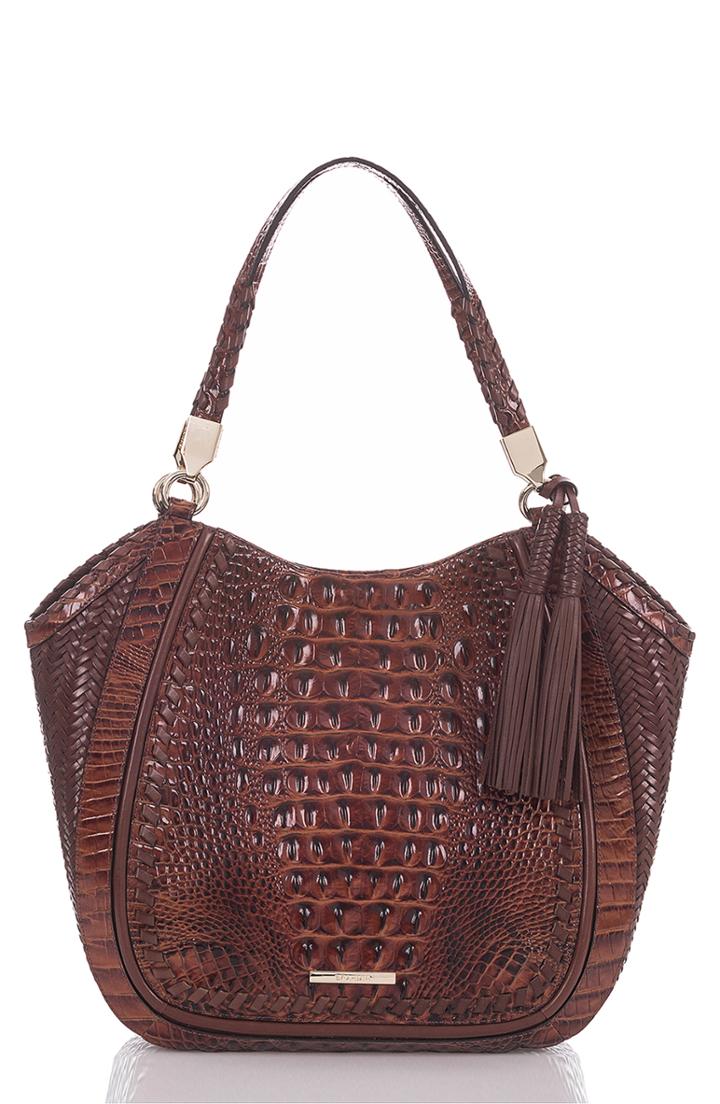 Brahmin Marianna Croc Embossed Leather Tote - Brown