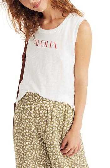 Women's Madewell Aloha Whisper Cotton Muscle Tank, Size - White
