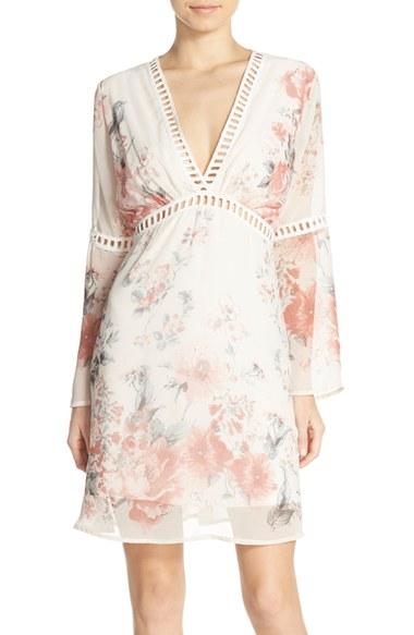 Women's Fraiche By J Floral Print Chiffon Blouson Dress