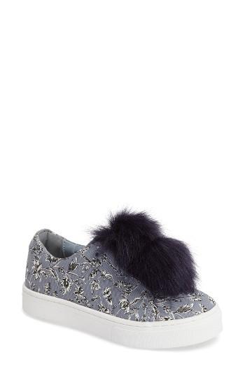 Women's Sam Edelman 'leya' Faux Fur Laceless Sneaker .5 M - Blue