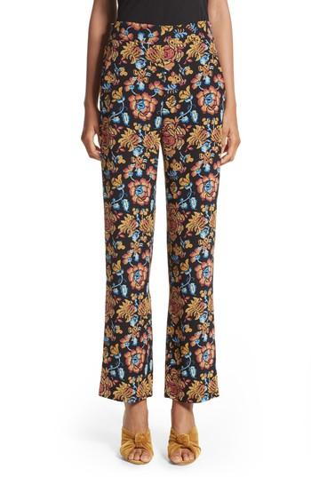 Women's Etro Floral Print Silk Pants Us / 40 It - Black