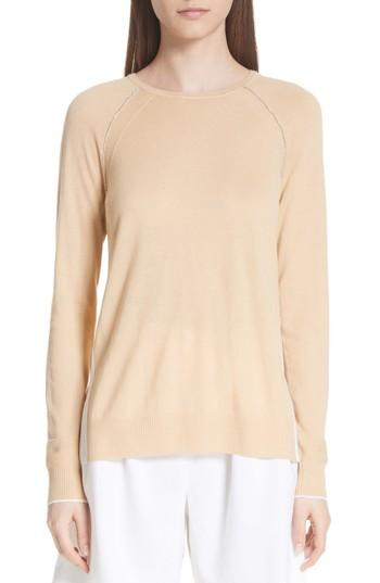 Women's St. John Collection Raglan Sleeve Cashmere Sweater, Size - Beige