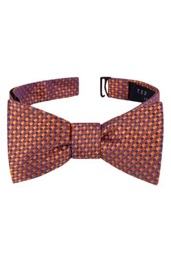 Men's Ted Baker London Parquet Square Silk Bow Tie, Size - Orange