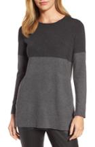Women's Eileen Fisher Colorblock Tencel Blend Sweater, Size - Grey