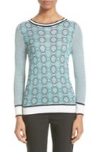 Women's St. John Collection Geo Jacquard Stripe Sweater - Blue/green