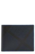 Men's Burberry Check Faux Leather Wallet - Blue