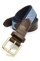 Men's Vineyard Vines 'whale Club' Leather & Canvas Belt - Navy