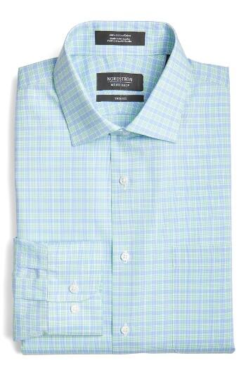 Men's Nordstrom Men's Shop Trim Fit Check Dress Shirt 32/33 - Green
