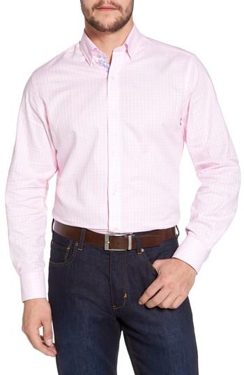 Men's Tailorbyrd Bela Regular Fit Grid Sport Shirt - Pink