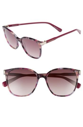 Women's Longchamp 54mm Square Sunglasses - Havana Purple