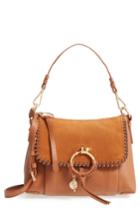 See By Chloe Small Joan Whipstitch Leather & Suede Shoulder Bag - Beige