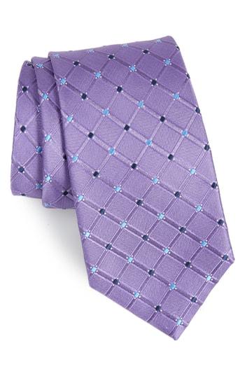 Men's Nordstrom Men's Shop Cambridge Grid Silk Tie, Size - Purple
