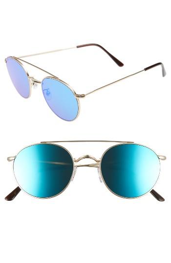 Women's Spektre Caligola 50mm Aviator Sunglasses - Matte Gold/ Blue Mirror