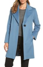 Women's Fleurette Single Button Wool Coat - Blue