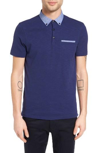 Men's Good Man Brand Peach Slub Jersey Polo - Blue