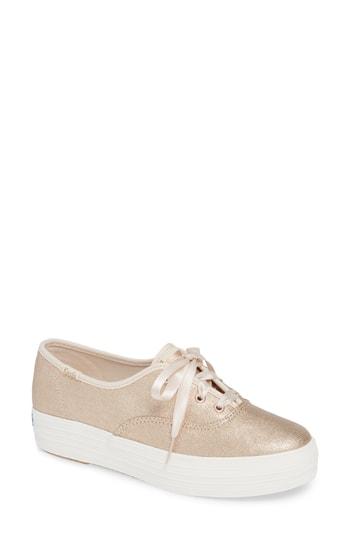 Women's Keds Triple Decker Brushed Metallic Platform Sneaker M - Pink