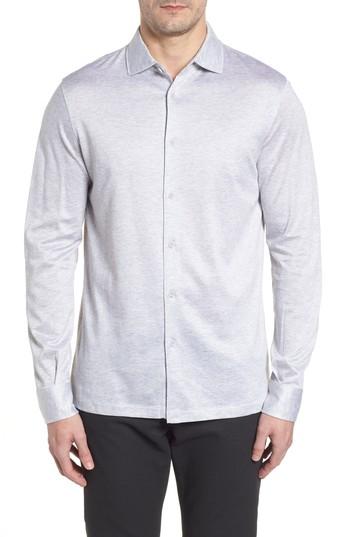 Men's Bugatchi Regular Fit Silk Blend Sport Shirt - Black