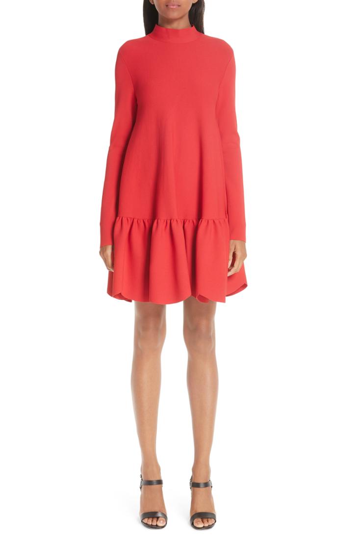 Women's Valentino Scalloped Ruffle Trapeze Dress