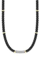 Women's Lagos 'black Caviar' 5mm Beaded Diamond Bar Necklace