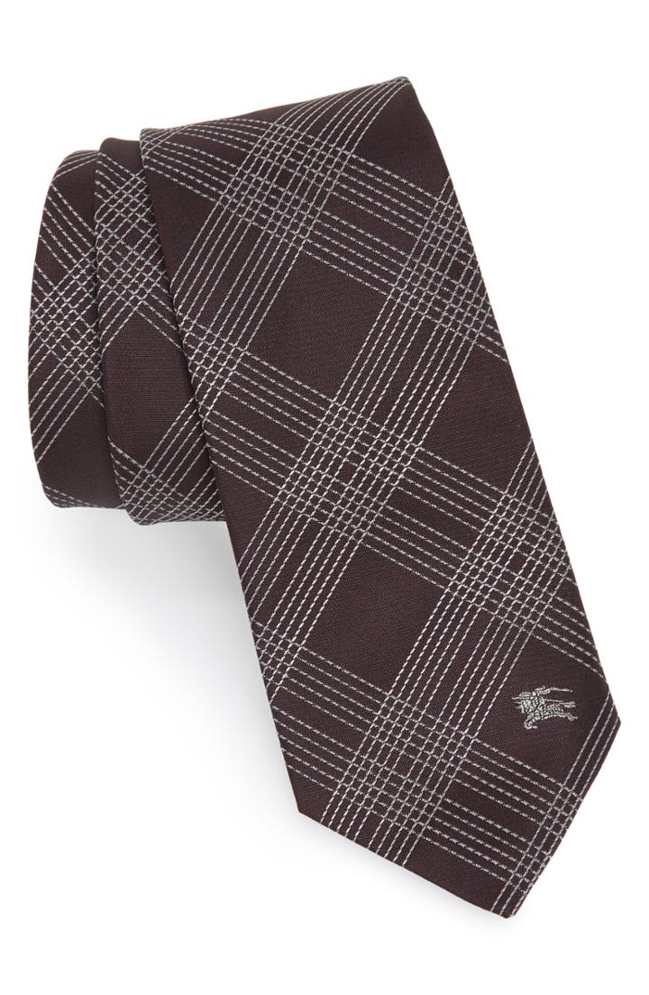 Men's Burberry Manston Graphic Line Check Silk Tie, Size - Burgundy