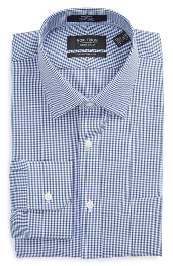 Men's Nordstrom Men's Shop Traditional Fit Non-iron Check Dress Shirt .5 - 33 - Blue