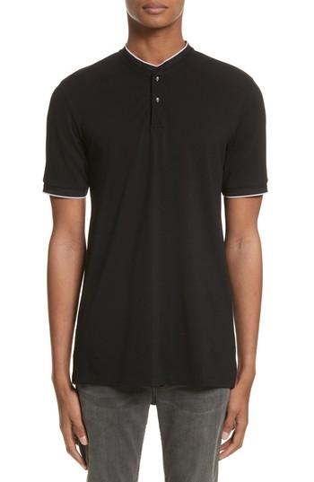 Men's The Kooples Short Sleeve Henley - Black