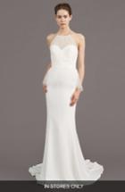 Women's Amsale Ruby Crepe Peplum Gown